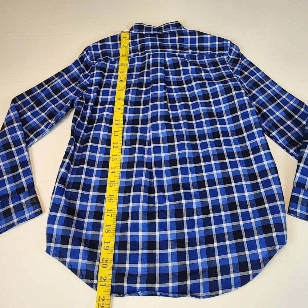 Ralph Lauren boy size 7 blue plaid long sleeve button down shirt
